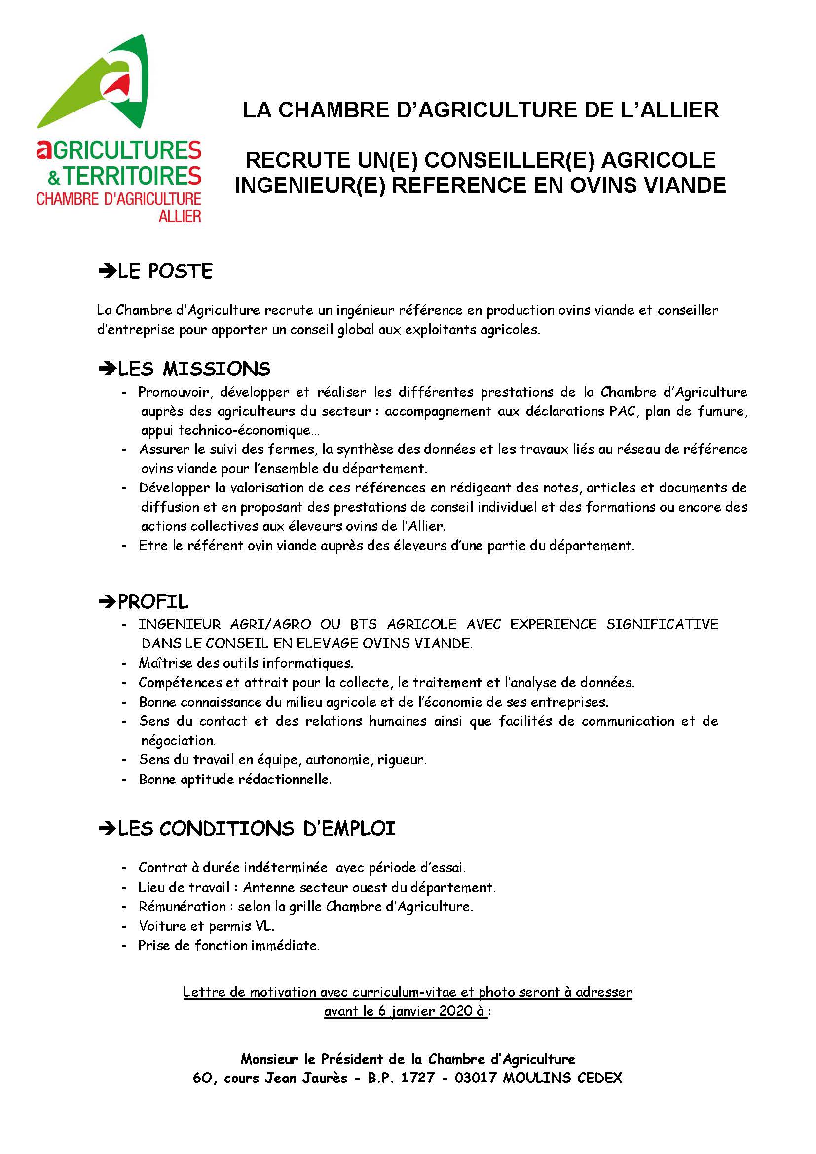 Offre D Emploi Cdi Conseiller Entreprise Ing Nieur R Ference Ovins Inn Ovin